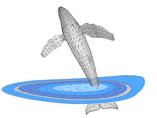 跳跃的鲸鱼雕塑SU模型下载_sketchup草图大师SKP模型