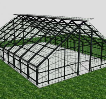 蔬菜大棚阳光玻璃大棚SU模型下载_sketchup草图大师SKP模型