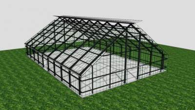 蔬菜大棚阳光玻璃大棚SU模型下载_sketchup草图大师SKP模型