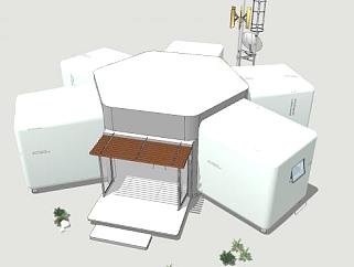 吊舱房子创意住宅SU模型下载_sketchup草图大师SKP模型
