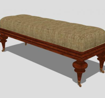 美式床尾凳SU模型下载_sketchup草图大师SKP模型