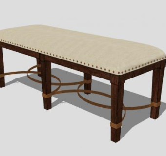 美式实木床尾凳SU模型下载_sketchup草图大师SKP模型