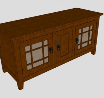 美式木质电视柜SU模型下载_sketchup草图大师SKP模型