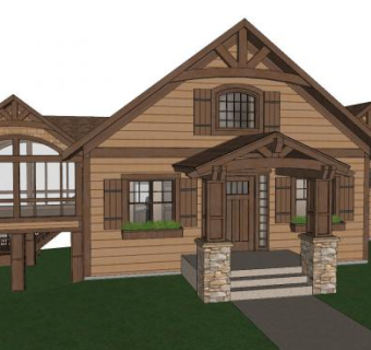 美式木屋房子住宅SU模型下载_sketchup草图大师SKP模型