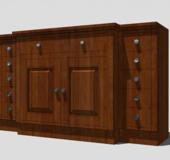 美式经典电视柜SU模型下载_sketchup草图大师SKP模型