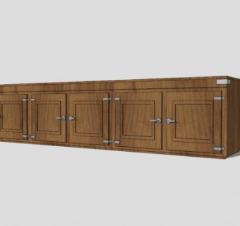 美式简约实木电视柜SU模型下载_sketchup草图大师SKP模型