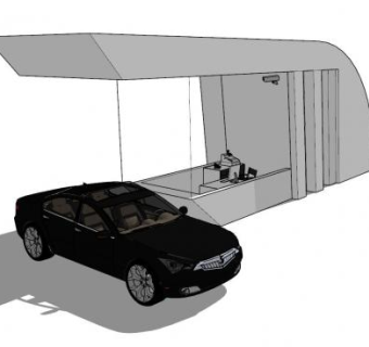 现代大门门卫亭SU模型下载_sketchup草图大师SKP模型