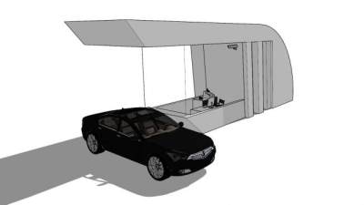 现代大门门卫亭SU模型下载_sketchup草图大师SKP模型