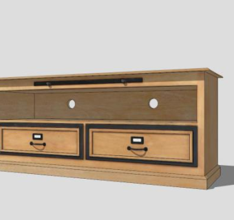 简约木质地柜式电视柜SU模型下载_sketchup草图大师SKP模型