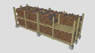 柴火木头堆SU模型下载_sketchup草图大师SKP模型