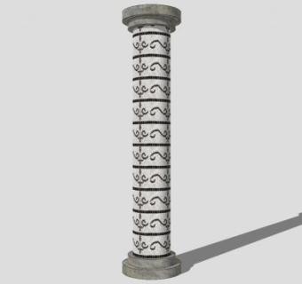 现代花纹罗马柱SU模型下载_sketchup草图大师SKP模型