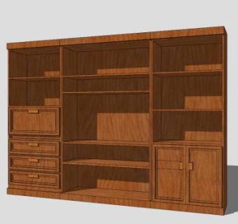 美式木质组合式电视柜SU模型下载_sketchup草图大师SKP模型