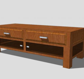 美式木质经典电视柜SU模型下载_sketchup草图大师SKP模型