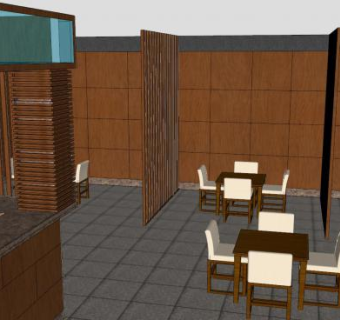 咖啡店布置SU模型下载_sketchup草图大师SKP模型