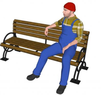 户外公园长椅和3D坐姿人物SU模型下载_sketchup草图大师SKP模型
