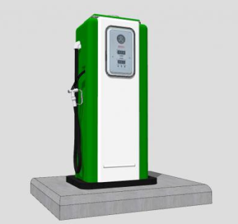 绿色充电桩加油机SU模型下载_sketchup草图大师SKP模型