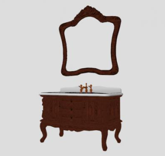 美式风格实木浴室柜SU模型下载_sketchup草图大师SKP模型