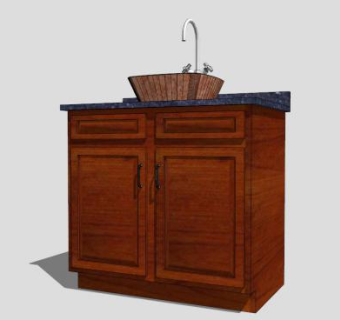 美式实木浴室柜SU模型下载_sketchup草图大师SKP模型