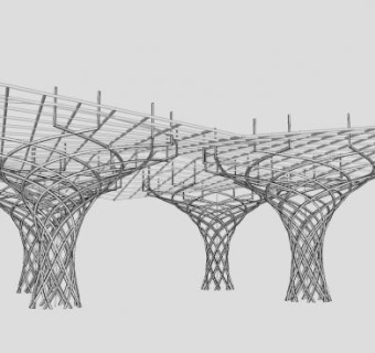 现代雕塑廊架SU模型下载_sketchup草图大师SKP模型