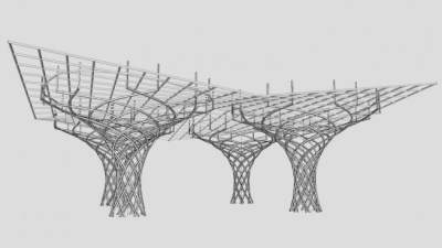 现代雕塑廊架SU模型下载_sketchup草图大师SKP模型