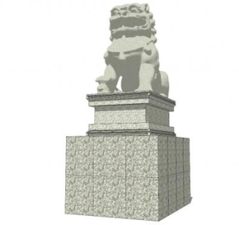 中式石狮子SU模型下载_sketchup草图大师SKP模型