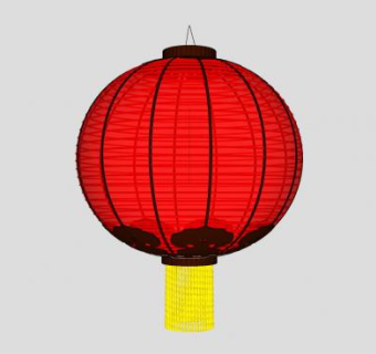 中式红色纸灯笼SU模型下载_sketchup草图大师SKP模型