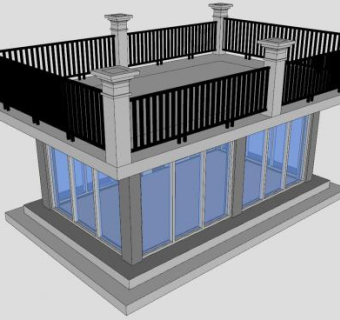 一层阳光房别墅SU模型下载_sketchup草图大师SKP模型