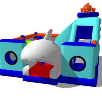 充气城堡鲨鱼保镖SU模型下载_sketchup草图大师SKP模型
