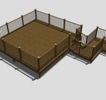 木质水上平台SU模型下载_sketchup草图大师SKP模型