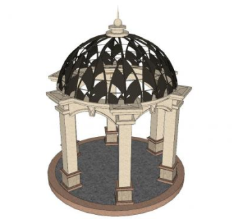 欧式圆顶亭子SU模型下载_sketchup草图大师SKP模型