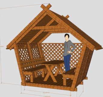 木质休闲亭子SU模型下载_sketchup草图大师SKP模型