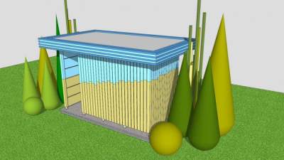 吸烟区吸烟木屋SU模型下载_sketchup草图大师SKP模型