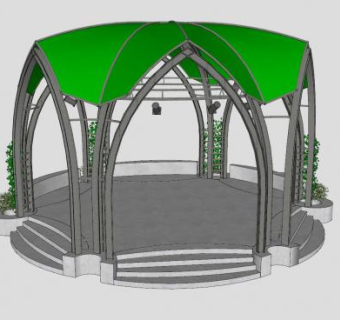 欧式亭子花架SU模型下载_sketchup草图大师SKP模型