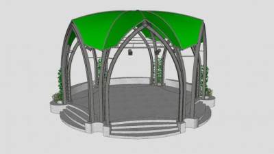 欧式亭子花架SU模型下载_sketchup草图大师SKP模型