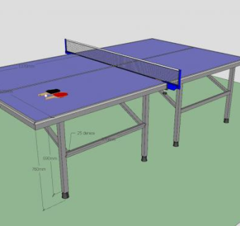 乒乓球桌标准型SU模型下载_sketchup草图大师SKP模型