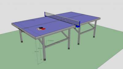 乒乓球桌标准型SU模型下载_sketchup草图大师SKP模型