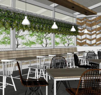 餐厅早茶桌椅SU模型下载_sketchup草图大师SKP模型