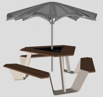 现代户外桌椅遮阳伞SU模型下载_sketchup草图大师SKP模型