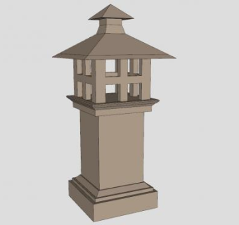 日式庭院灯石灯SU模型下载_sketchup草图大师SKP模型