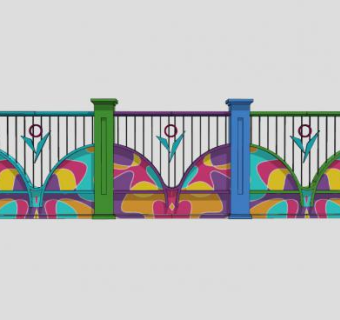 幼儿园彩色围墙SU模型下载_sketchup草图大师SKP模型