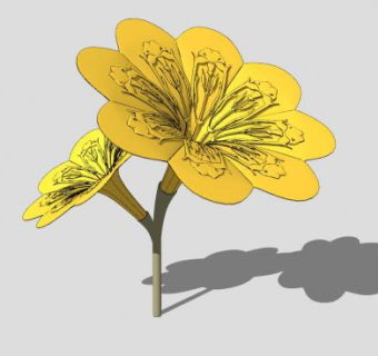 金色喇叭花雕塑SU模型下载_sketchup草图大师SKP模型