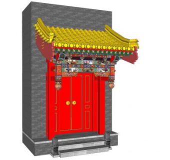 中式垂花门SU模型下载_sketchup草图大师SKP模型