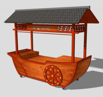外摆商铺流动贩售车SU模型下载_sketchup草图大师SKP模型