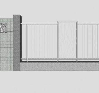 现代围墙带花纹栏杆SU模型下载_sketchup草图大师SKP模型