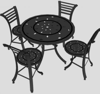 欧式户外外摆桌椅SU模型下载_sketchup草图大师SKP模型