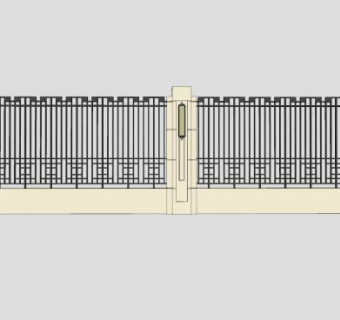 欧式景观围墙铁栏杆围墙SU模型下载_sketchup草图大师SKP模型