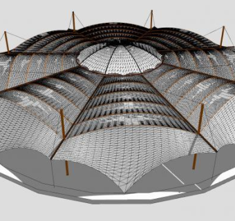 拉伸张拉膜廊架SU模型下载_sketchup草图大师SKP模型