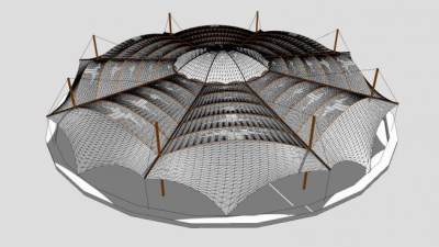 拉伸张拉膜廊架SU模型下载_sketchup草图大师SKP模型