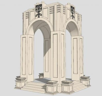 欧式石柱亭子SU模型下载_sketchup草图大师SKP模型