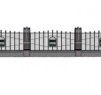 现代围墙栏杆围栏SU模型下载_sketchup草图大师SKP模型